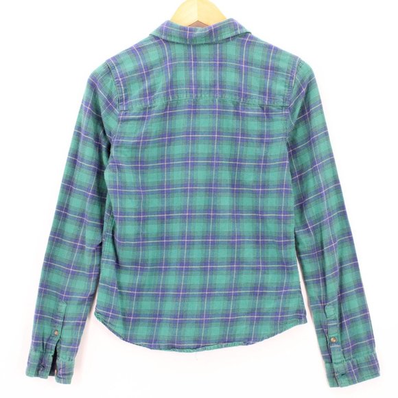 Abercrombie & Fitch Flannel Shirt Women's Green Button Down Long Sleeve Small S - Picture 5 of 7